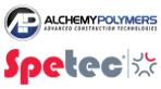 Logos of Alchemy Polymers and Specrete, showcasing brands associated with waterproofing and foundation repair solutions.